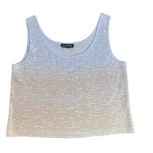 Y2K St. John Millennium Sleeveless Gold Silver‎ Sequin Knit Tank Shell Women's L